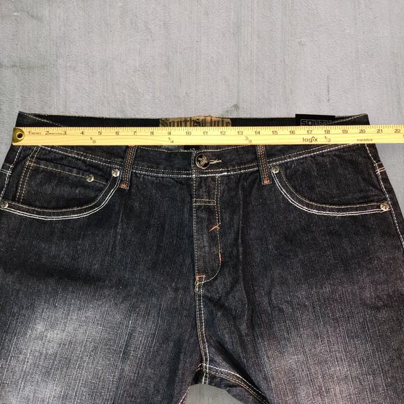 NWT Southpole Men’s 42x34 Jeans Slim Straight Dark Wash Vinyl Crest Back Pockets - Picture 8 of 12